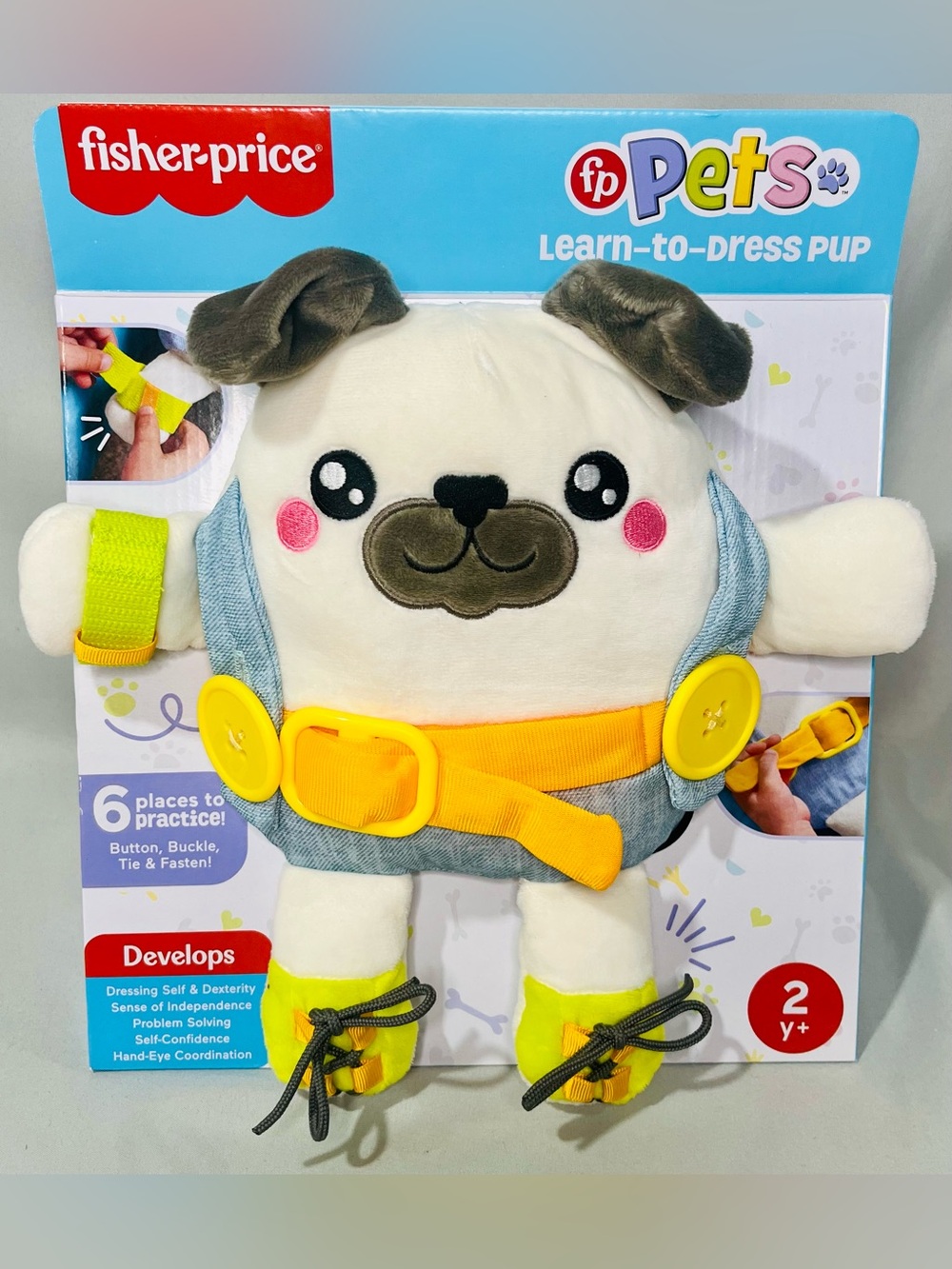 Mattel, Fisher Price Pets Learn-to-Dress Pup - Cream, Yellow, Gray, Pink